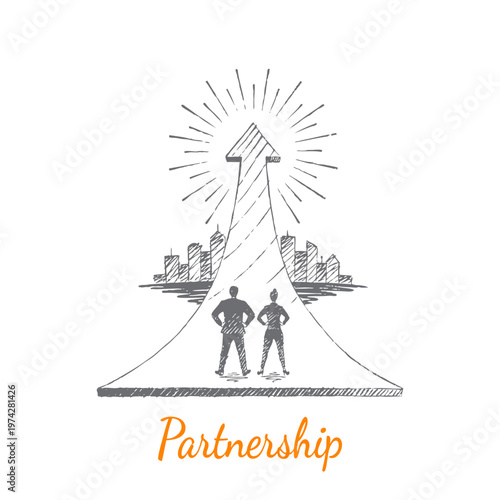 Partnership - two people moving together toward growth