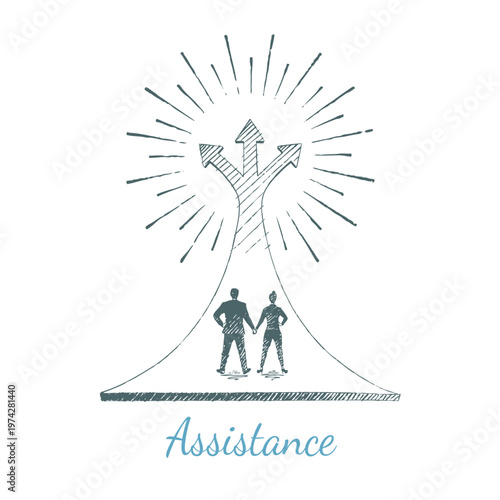 Assistance - two people finding direction together