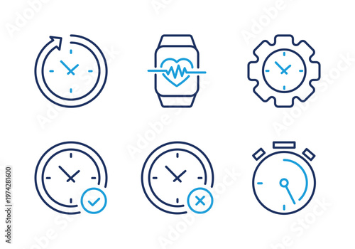 Time Management and Tracking thin line icon set. Minimal web icons