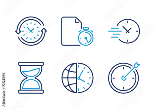 Productivity and Time Measurement thin line icon set. Minimal web icons