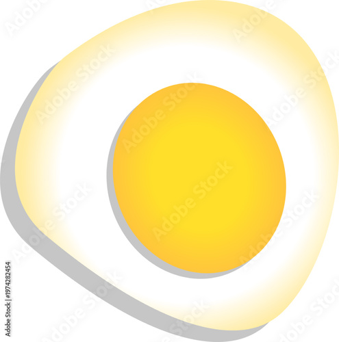Fried egg with sunny side up yolk,  simple breakfast concept, fresh and appetizing