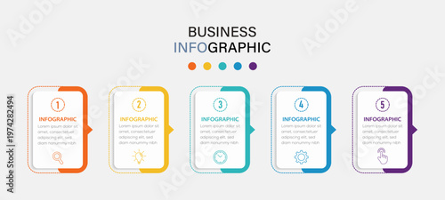 five steps business infographics template vector. colorful presentation, vector illustration.