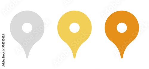 Set of silver, gold and bronze map pin icons