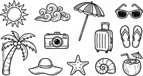 Summer Beach Icon Element Set