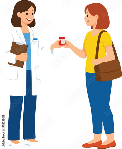 Pharmacist Giving Medicine Flat Illustration