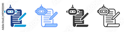 Ai Writing icon set multiple style collection