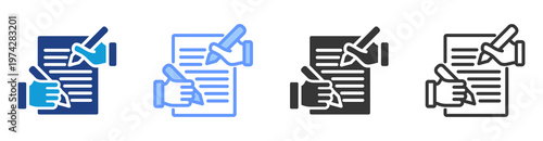 Collaborative Writing icon set multiple style collection