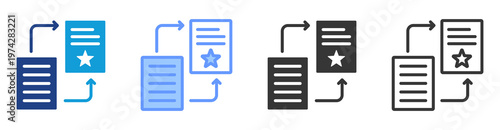 Text Summarization icon set multiple style collection