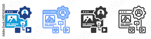 Content Personalization icon set multiple style collection