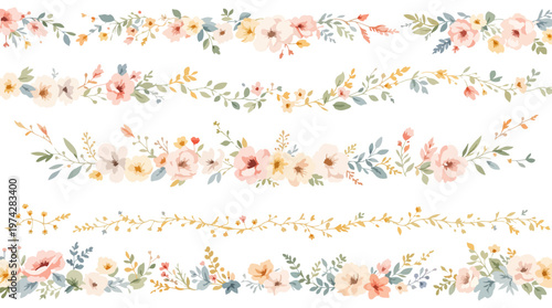 A pastel garden blooming quietly with soft colors and delicate charm