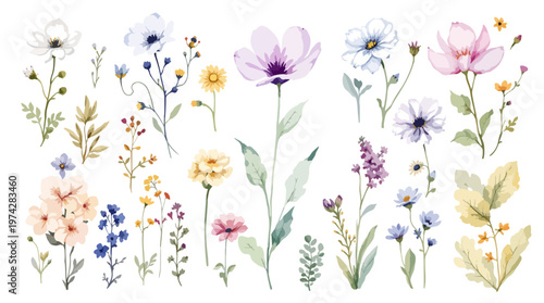 A dreamy arrangement of flowers blooming in harmony and subtle color