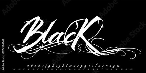 Black Font An extreme underground metal font with sharp chaotic forms, perfect for brutal music and dark artwork.vector grunge illustration 