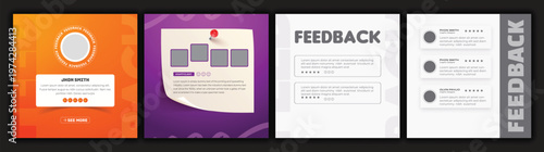 client testimonials, social media post banner design template, Customer feedback review, or testimonial social media post template