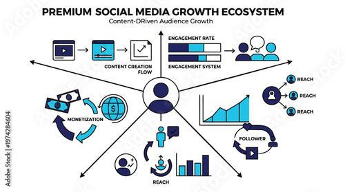 Premium social media growth ecosystem with content driven audience