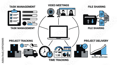 A flowchart showing the different stages of project management