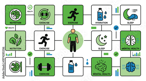 A flowchart showing the importance of health and wellness