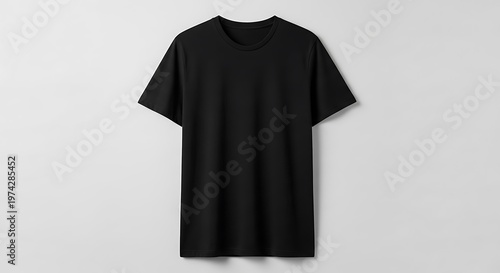 Plain Black T-Shirt Mockup on a White Background, Versatile Apparel Template for Design