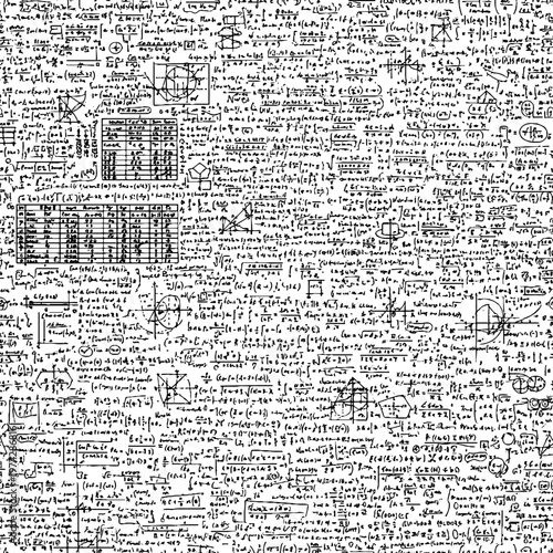 Seamless pattern of handwritten mathematical formulas and scientific equations with black and white equation pattern formula mathematics background science background abstract