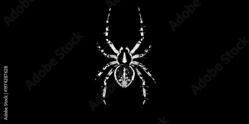 Striking spider with detailed legs against a dark background silhouette