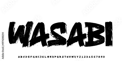 Wasabi Bold brush vector font. Alphabet handmade brush with uppercase and lowercase.	