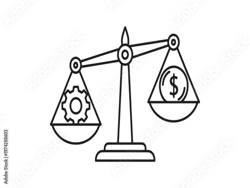Title balance of industry and finance a symbolic representation of economic equilibrium and justice description a black and white line drawing depicts