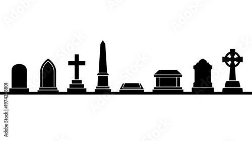 Gravestone Monument Silhouette Vector Collection