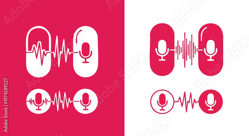 Voice Recording Icons. Sound Wave. Microphone. Audio Signal.