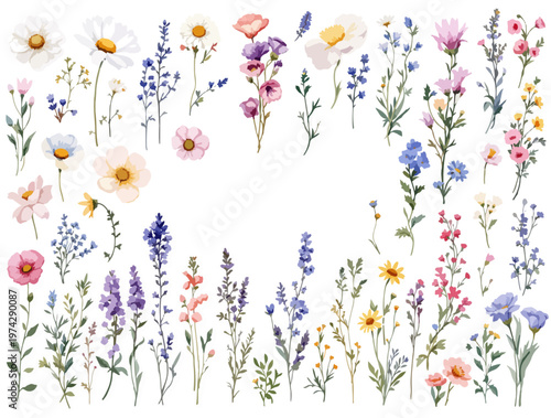 Soft wildflowers framing a moment of calm in a quiet pastel world