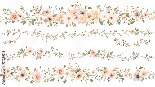 Tiny flowers blooming softly like a watercolor dream of springtime serenity