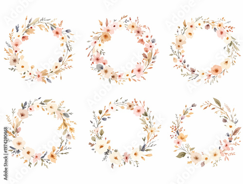 A decorative set of colorful floral vector elements with flowers, leaves, and ornamental designs perfect for celebration cards, patterns, and nature-inspired illustrations