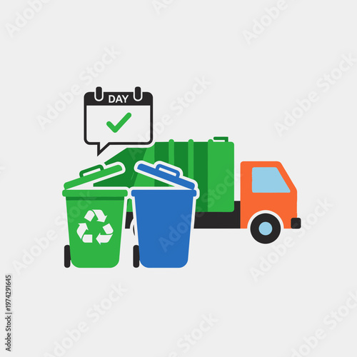 Recycling truck with trash bins.