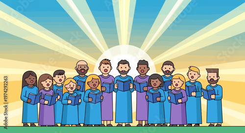 Choral Group Singing Choir Performing on Stage.