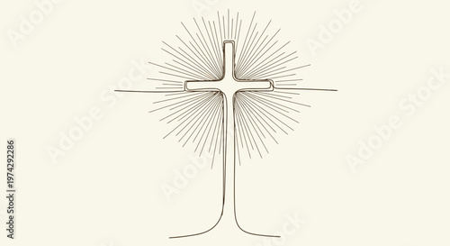 Elegant Cross with Radiant Light for Religious Symbolism.