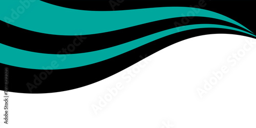 High-impact abstract background featuring sleek, flowing waves in vibrant teal and solid black on a crisp white field. illustration esp10