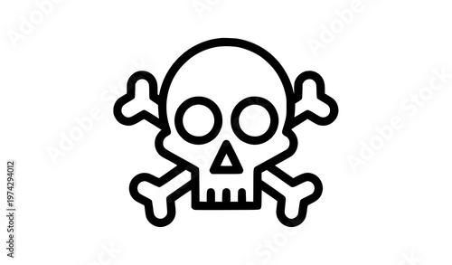 Pirate skull icon vector jolly roger symbol flat design isolated on white background