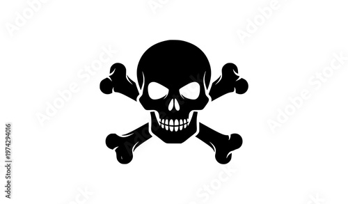 Jolly Roger pirate skull and crossbones icon vector illustration isolated on white