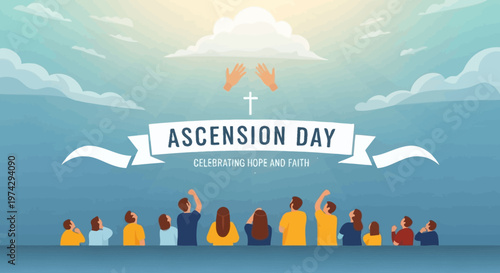 Group of People Celebrating Ascension Day Outdoors.