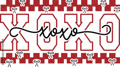 Festive 'xoxo' design with red and white checkerboard background