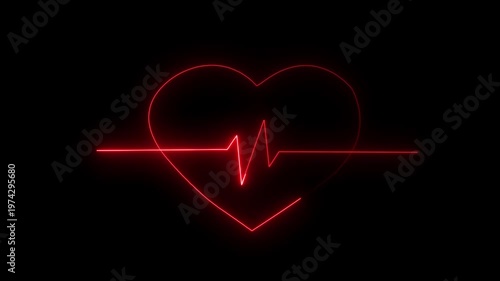Animation icon of a broken red heart 4k on black background. Broken heart animation. Concept of unrequited love broken heart neon sign animation Neon broken heart.