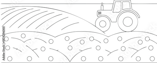 Farm Tractor Field Drawing
