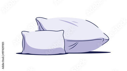 Simple illustration of two comfortable and soft white pillows stacked together for sleep and relaxation concepts.