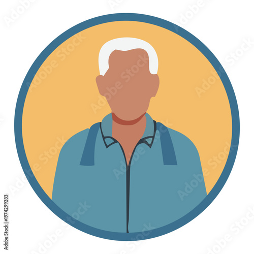 Avatar Icon of a Healthy Senior Man, Flat Vector Graphic for Medical or Fitness Profile