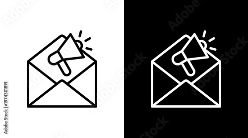 Email Marketing White Icon Set Design