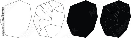 Four geometric shapes representing the map of nauru in outline and solid black styles