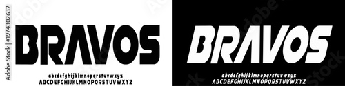 Bravosdynamic alphabet. Heavy and action font, speed type for modern sport logo, speed race headline, dynamic monogram, lettering and typography.Bold italic style letters, vector typographic free ride