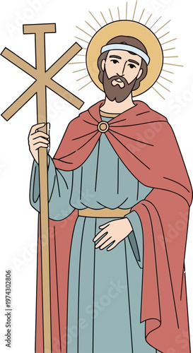 Saint andrew the apostle isolated on transparent background religious icon illustration
