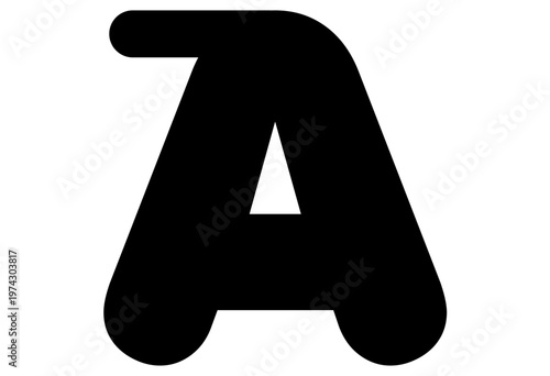 Bold Black Letter A Monogram Design, Stylized Alphabetical Symbol Featuring a Thick, Rounded Font for Branding and Graphic Elements