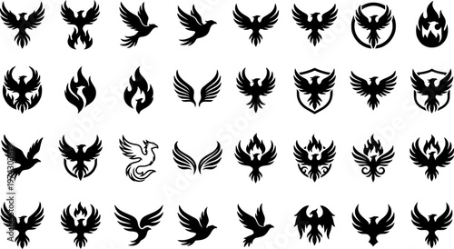 Elegant phoenix designs on gradient background for creative inspiration
