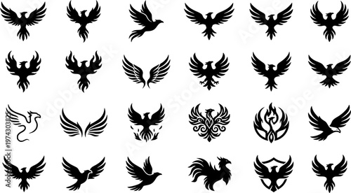 Elegant phoenix designs on gradient background for creative inspiration
