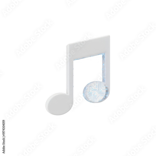 White Music Note with Circuit Design on a Modern Background